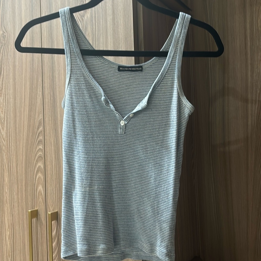 Brandy Melville stripped baby blue tank top